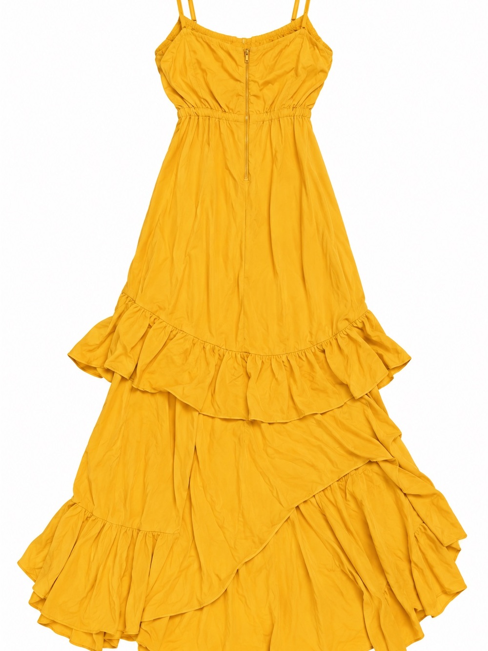 Lulu's Mustard Yellow Ruffle Tiered Midi Dress